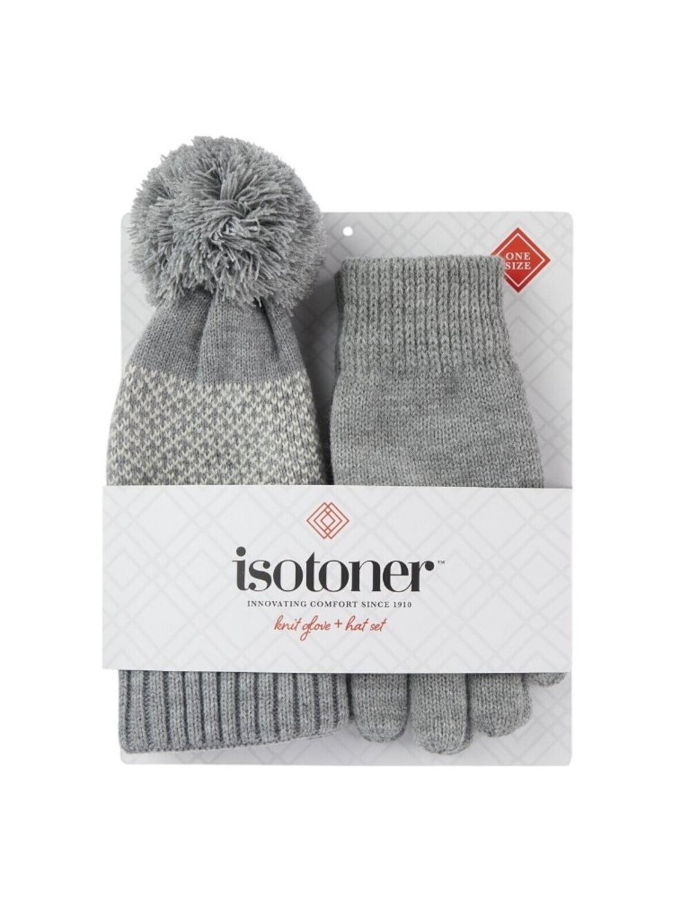 NWT Isotoner Womens Gloves and Beanie Gift Set 30736 Heather Gray